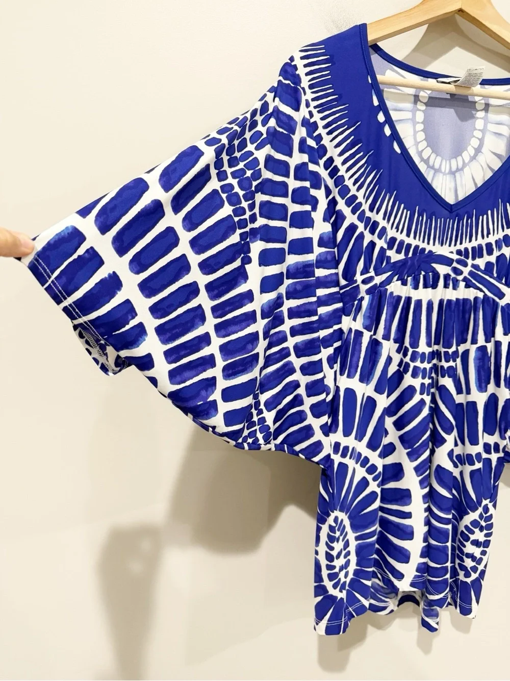 TRINA TURK Algiers Tunic Swim Cover-Up Blue White Size XS